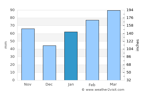 South Patrick Shores average rain in January