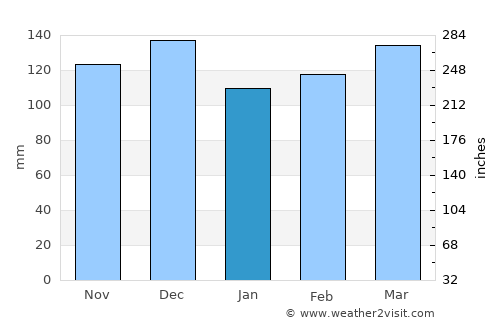 Southaven average rain in January