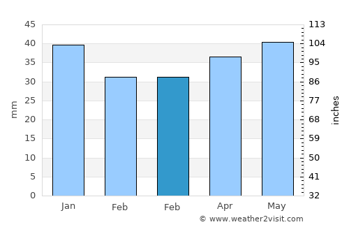 Strel'na average rain in February