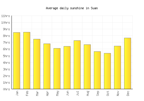 Suan average daily sunshine chart