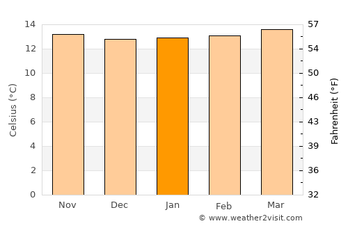 Subachoque average temperature in January