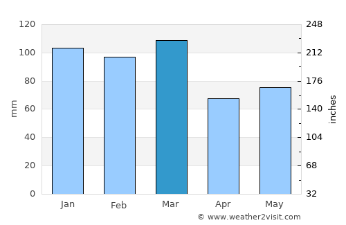 Sundarnagar average rain in March
