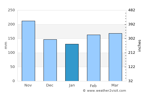 Supatá average rain in January