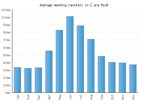 Şura Mică monthly rainfall chart (mm)