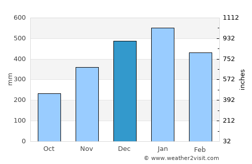 Surigao average rain in December