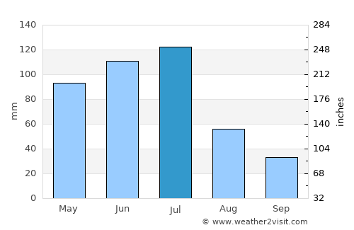 Surubim average rain in July