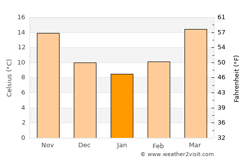 Sylvester average temperature in January