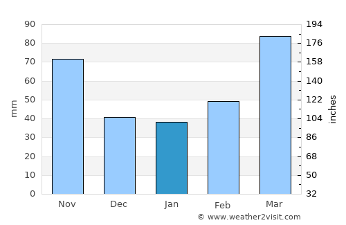 Tachikawa average rain in January