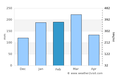 Tadine average rain in February