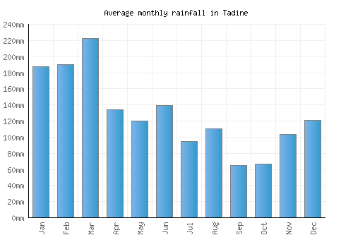 Tadine monthly rainfall chart (mm)