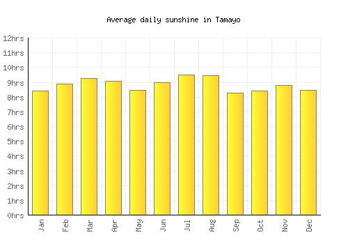 Tamayo average daily sunshine chart