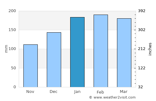 Tamborine Mountain average rain in January