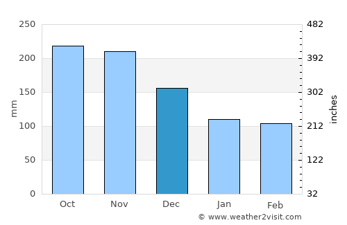 Taminango average rain in December