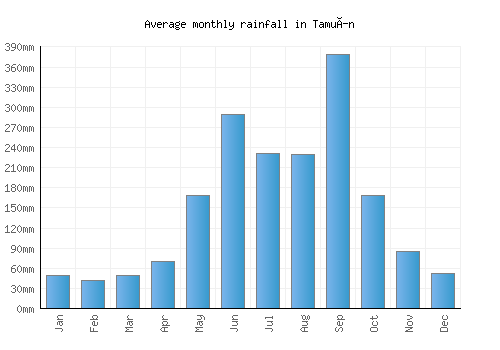 Tamuín monthly rainfall chart (mm)