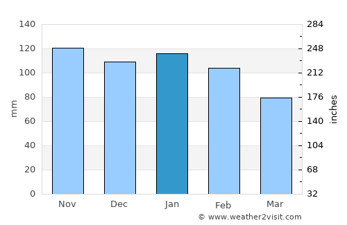 Tañgo average rain in January