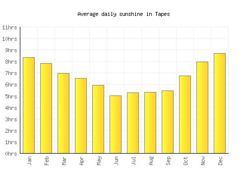 Tapes average daily sunshine chart