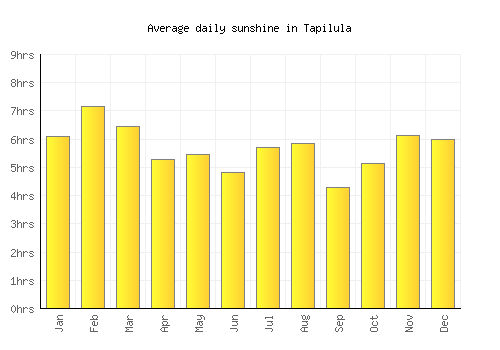 Tapilula average daily sunshine chart