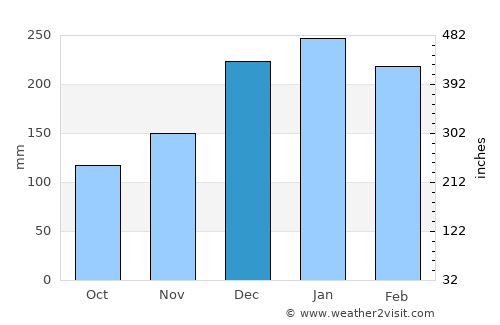 Taquaritinga average rain in December