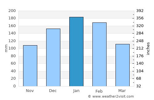 Taquarituba average rain in January