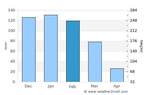 Tarija average rain in February