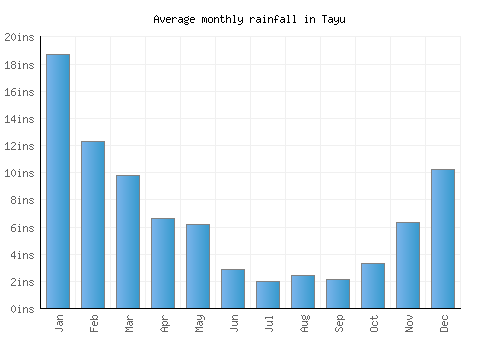 Tayu monthly rainfall chart (inches)