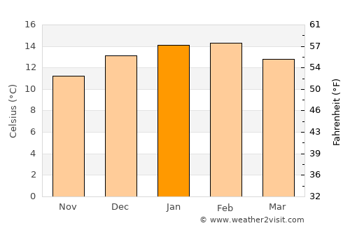 Te Anau average temperature in January