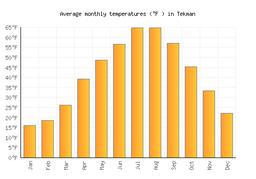 Tekman average temperature chart (Fahrenheit)
