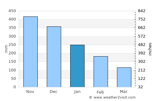 Tela average rain in January