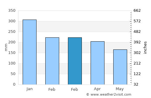 Temana average rain in February