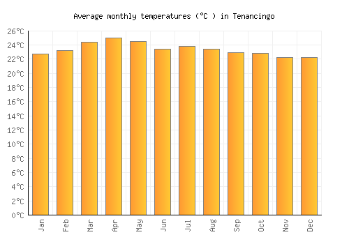 Tenancingo average temperature chart (Celsius)