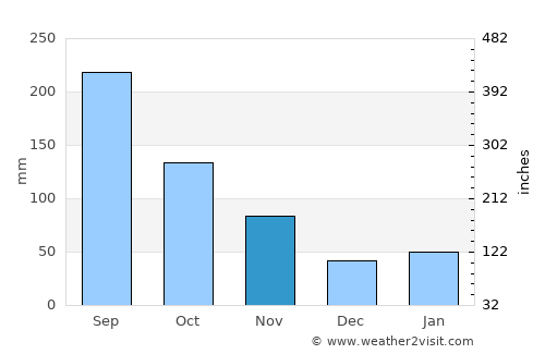 Tenri average rain in November