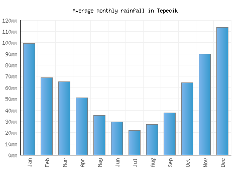 Tepecik monthly rainfall chart (mm)