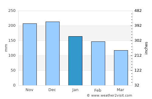 Tepelenë average rain in January