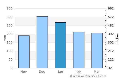 Teresópolis average rain in January