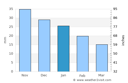Tetiz average rain in January