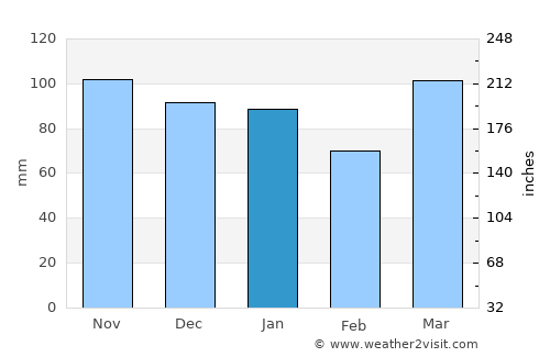 Texarkana average rain in January