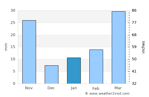 Tha Wang Pha average rain in January