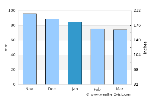 The Woodlands average rain in January