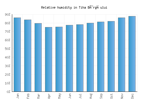 Tiha Bârgăului relative humidity averages