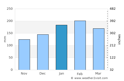 Tijucas average rain in January