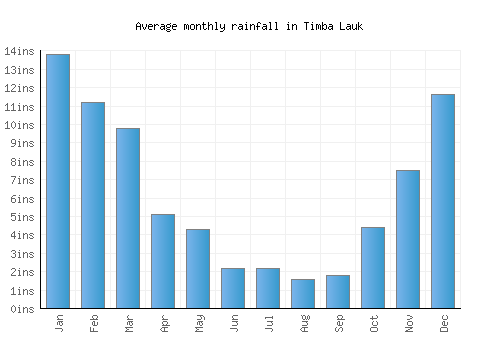 Timba Lauk monthly rainfall chart (inches)