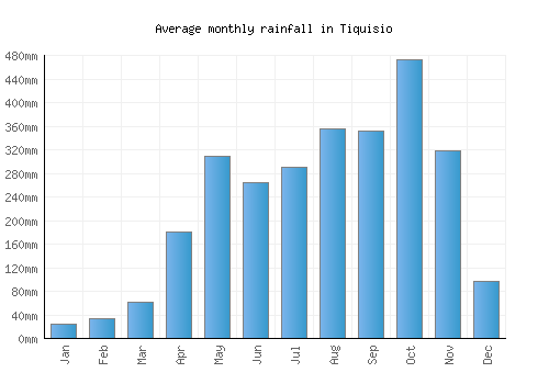 Tiquisio monthly rainfall chart (mm)