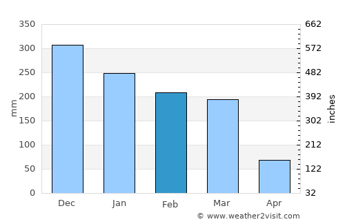 Tiradentes average rain in February