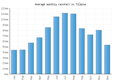 Tišina monthly rainfall chart (mm)