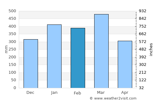 Toamasina average rain in February