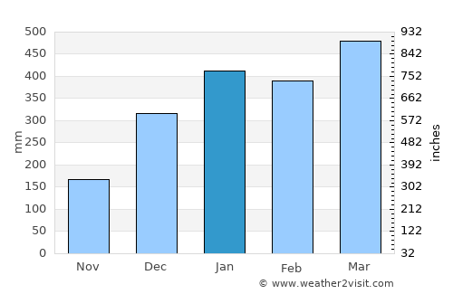 Toamasina average rain in January