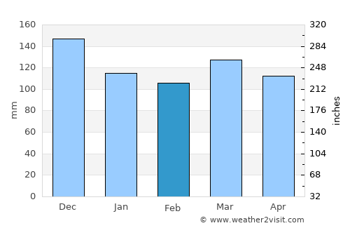 Tokoroa average rain in February