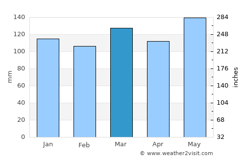 Tokoroa average rain in March