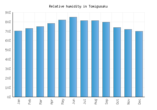 Tomigusuku relative humidity averages