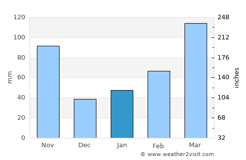 Tondabayashi average rain in January